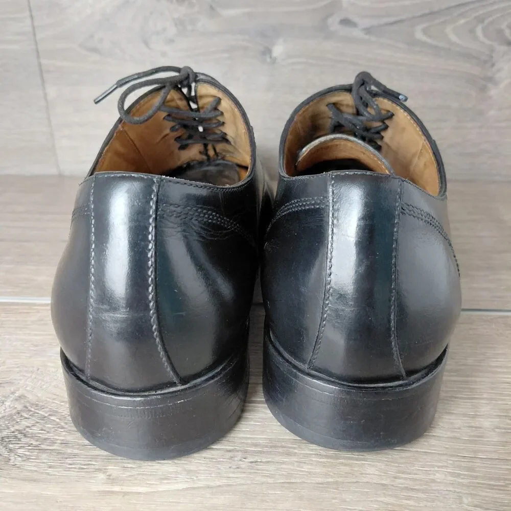 HERMES Paris Mens Black Leather Brogue Oxford Square Toe Dress Shoes Size 9